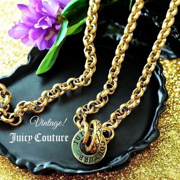 Juicy Couture Jewelry - JUICY COUTURE Vintage Gold Charm Necklace MINIMALIST!